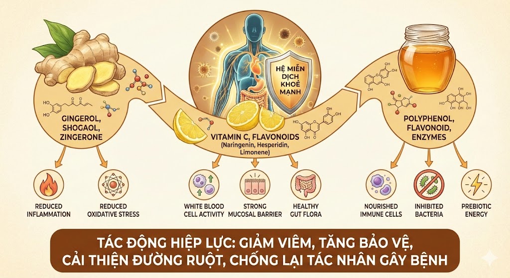 công dụng bất ngờ của mật ong gừng chanh