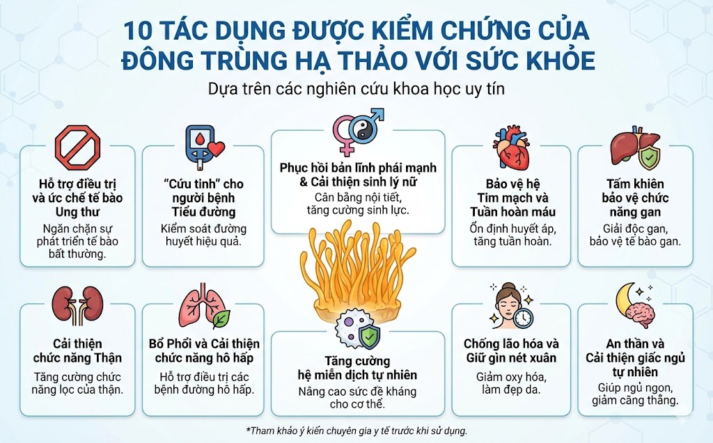 Inforgraphic cẩm nang đông trùng hạ thảo