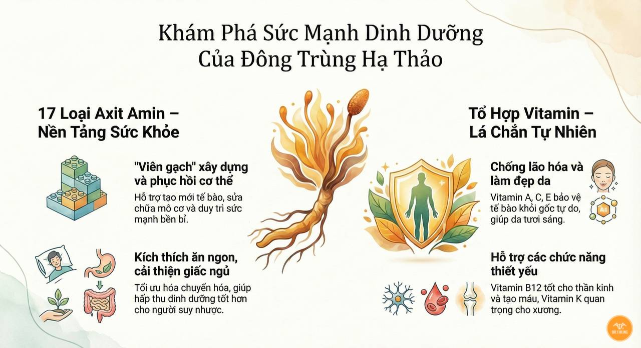 Thành phần dược chất trong đông trùng hạ thảo