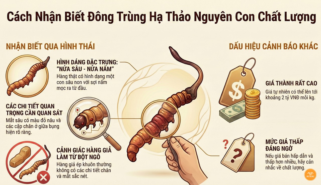 Cách nhận biết đông trùng hạ thảo chất lượng